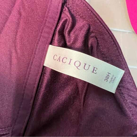 Cacique 38H Lane Bryant Lounge Bra Purple Pink Wireless Bra - Picture 5 of 8